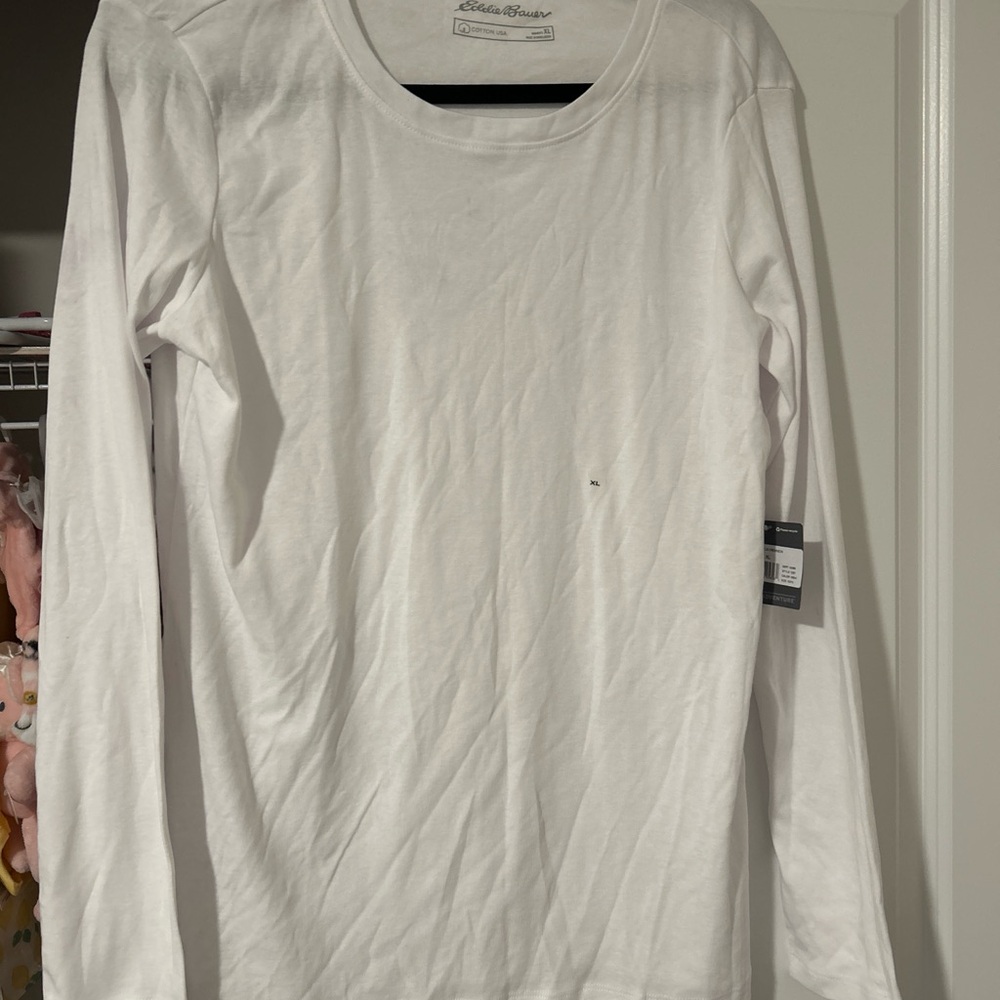 Eddie Bauer White Crewneck Long Sleeve